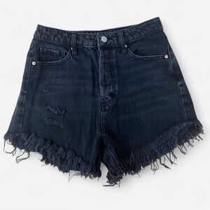 Black Distressed Denim Shorts